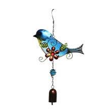 Hanging Hummingbird Wind Chime – Iron & Stained Glass, 37