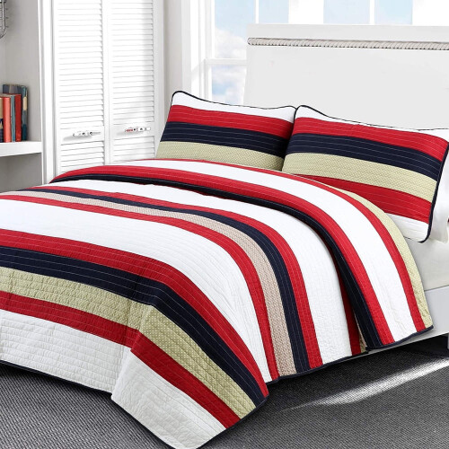 Ensemble de courtepointe réversible en coton pour lit simple 2 pièces