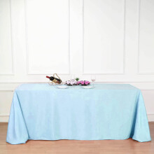 Light Blue Polyester Rectangle Tablecloth 90 x 132 in