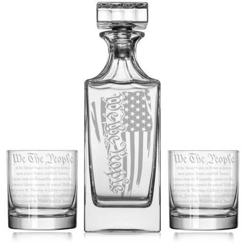 Whiskey Decanter Set with 2 Rocks Glasses