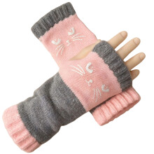 Fashionable Knit Gloves in Multiple Colors-cat head powder