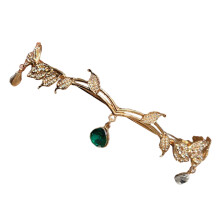 Fashion Rhinestones Tassels Headbands Leaf-golden green
