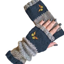 Breathable Knit Gloves Moisture Resistant-butterfly green