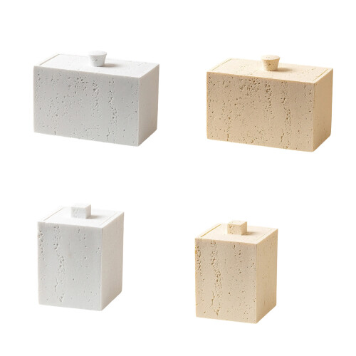 Einfache Wabi Sabi Stone Texture Harzhalter für Wattestäbchen-D 1