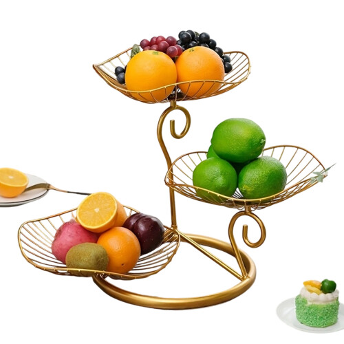 Stylish Gold Metal Fruit Basket for Fruit and Snacks 1