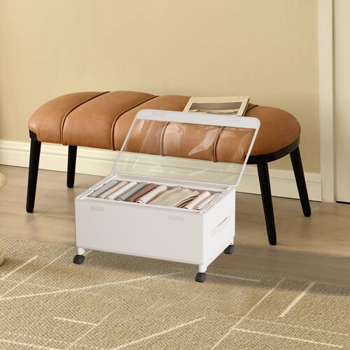Upgraded Underbed Basket – Underbed Storage Basket, White Home Storage and Organization 2