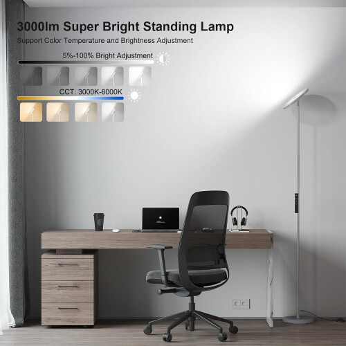 Luminária de chão LED 32W 3000LM 69 polegadas com regulagem de intensidade por controle remoto 1