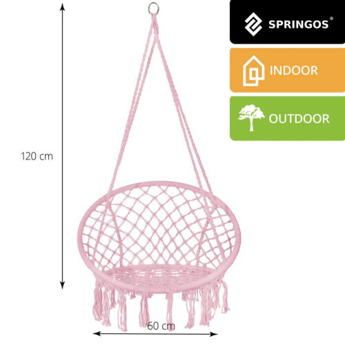Sillón colgante - Springos - Rosa - 100% algodón - Carga máxima 150 kg - Ø 60 cm 2