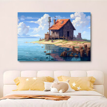 Lake Hut vászonposzter 30x45 cm – keretezve vagy keret nélkül