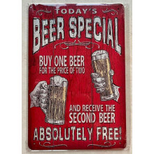 Plaque métallique vintage de bière, 20 x 30 cm