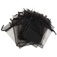 Black Organza Jewellery Pouches 9cm x 12cm (100 pcs)