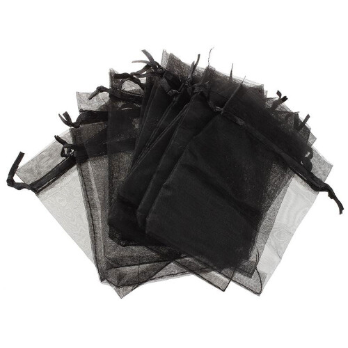 Μαύρες Θήκες Κοσμημάτων από Οργάντζα 9cm x 12cm (100 τεμάχια)