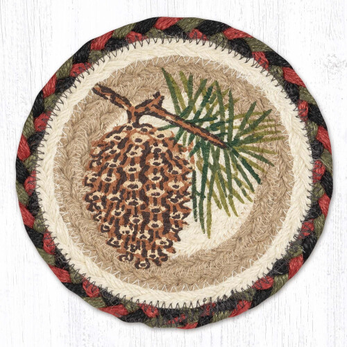 Pinecone Round Coaster 7 x 7 Inches