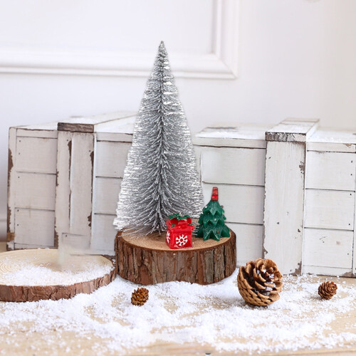 Mini Plastic Christmas Tree Decor – Silver, Green, Gold