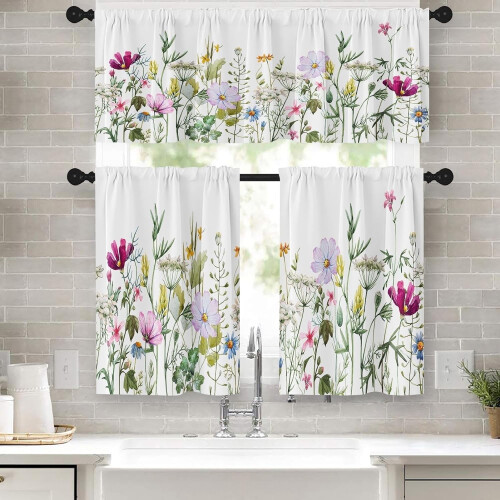 Spring Floral Window Valance Set 52" x 18" (3 pcs)