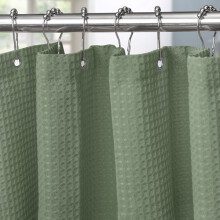 Rideau de douche avec crochets, vert, 182 x 182 cm