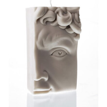 Bougie pilier parfumée en cire de soja, motif demi-visage, 11,4 cm (4,5 pouces)