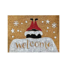 Weihnachtsfußmatte aus Polyester, 40 x 60 cm, mit Baum, Weihnachtsmann und Schneeflocken