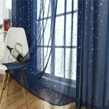 Twinkle Star Sheer Curtains 200 x 100 cm Navy Blue