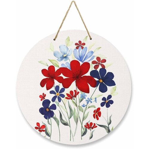 10Inch Wooden Welcome Wreath with Flag Design