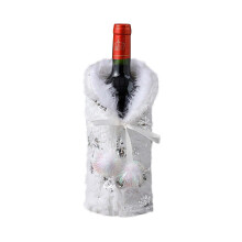 Funda navideña para botella de vino – Diseño festivo de copos de nieve
