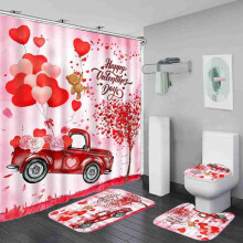 4-Piece Bathroom Set: Shower Curtain & Mats