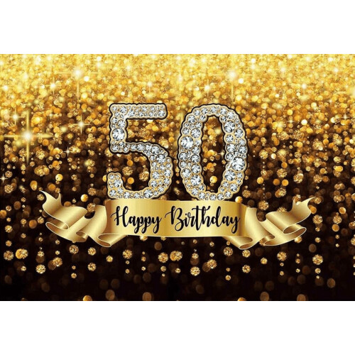 Black & Gold50th Birthday Backdrop Vinyl