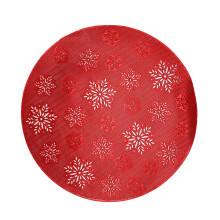 Christmas round PVC placemats snowflake design red frost