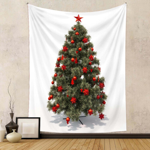 Tapeçaria de parede com árvore de Natal verde, 150 x 130 cm