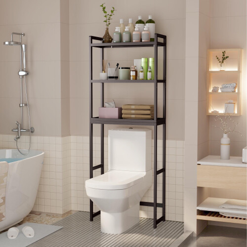 WC feletti tárolópolc, sötétbarna, állítható 1