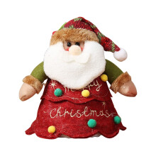 Bolsa de dulces navideña con diseño de Papá Noel y muñeco de nieve.