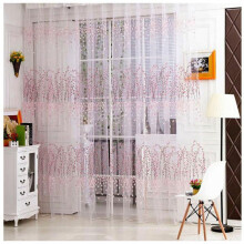Painel de cortina transparente de tule rosa Poaug 200x100cm