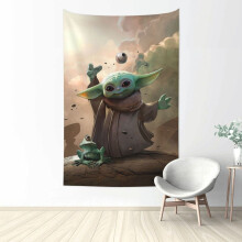 Tapisserie murale Baby Yoda en polyester, décoration verticale, taille unique