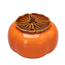 Persimmon-Shaped Ceramic Seasoning Pot with Lid