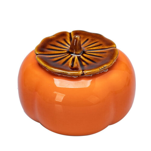 Persimmon-Shaped Ceramic Seasoning Pot with Lid