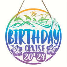 Panneau rond en bois à suspendre, décoration d'anniversaire ou de croisière (1 pièce)