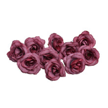 Têtes de roses artificielles rouges en soie décoratives, 12 pièces