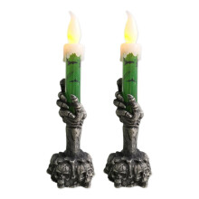 Lot de 2 lampes bougies sans flamme en forme de crâne d'Halloween