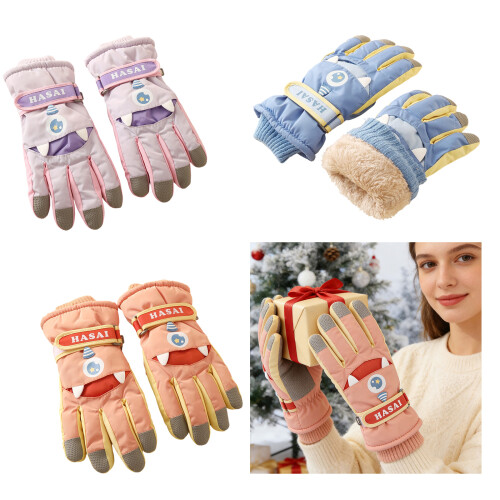 Ski Gloves with Fleece Lined Waterproof Windproof Thermal-Pink 2