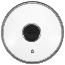 Couvercle en verre pour pot avec trou d'aération, 18,5 cm, bord en acier inoxydable