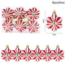 Pendentif sapin de Noël étoile rouge flocon de neige (6 pièces)