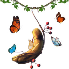 Alimentador de bananas em forma de borboleta de cobre para uso externo, 25 cm