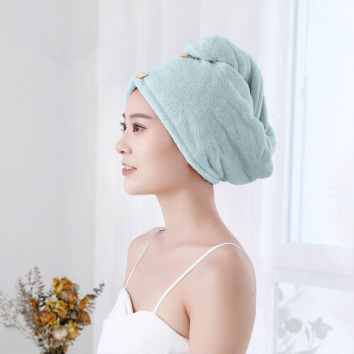 Turbante per capelli in microfibra Yoloke con bottone, 25x60 cm 1
