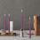 Set di 4 candele affusolate viola con filo lungo, senza profumo. 5