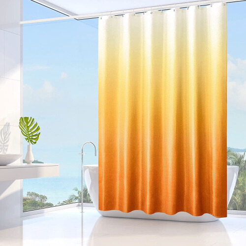 Orange Ombre Våffelvävd Duschdraperi 1