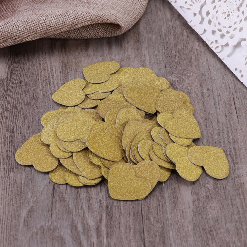 Pacote com 100 Confetes de Glitter em Formato de Coração Dourado 1