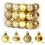 Mini Christmas Tree Ball Ornaments Gold Satin Shiny Glitter 2
