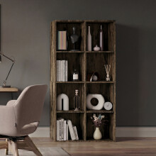(Dark Wood) 8 Cube Storage Unit Bookcase – Wooden Modern Storage Shelf Organizer for Toys, Books, Home Storage -Living Room, Bedroom & Office