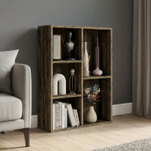 (Dark Wood) 5 Cube Storage Unit Bookcase – Wooden Modern Storage Shelf Organizer for Toys, Books, Home Storage -Living Room, Bedroom & Office