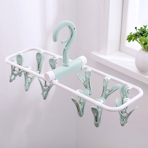 Cintre à linge pliable et portable avec 12 pinces 1
